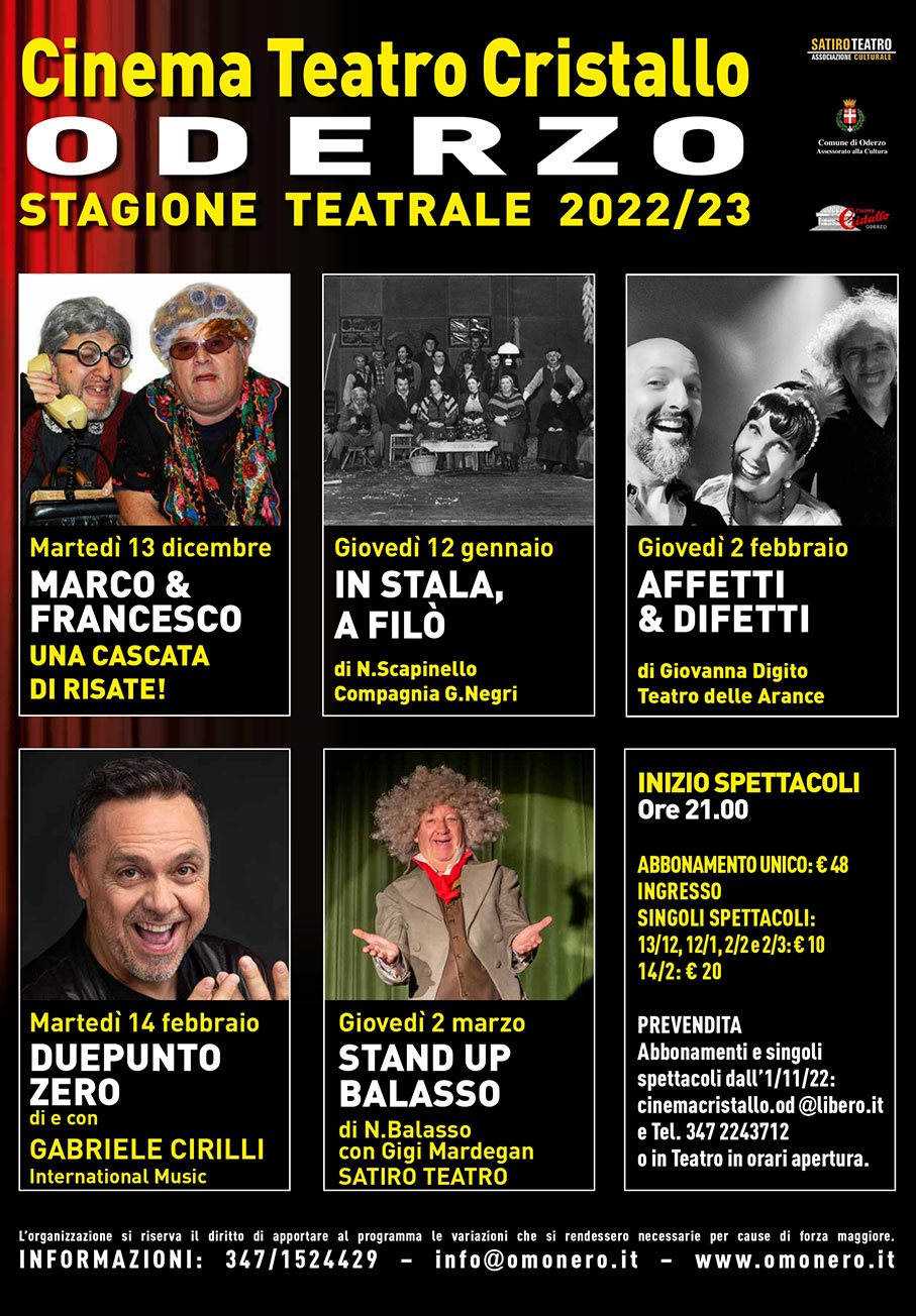 🎭 STAGIONE TEATRALE A ODERZO 2022/2023 &#x...